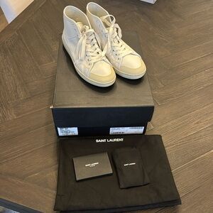 Saint Laurent Greenwich - Blanc/Yellow Mid Top Sneaker Size 40